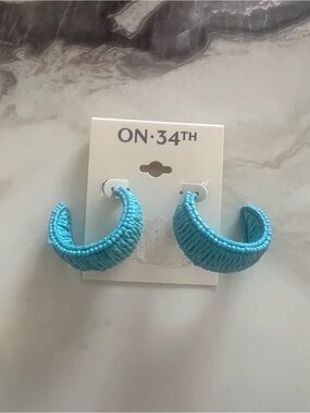 ON:34TH Turquoise Woven Hoop Earrings